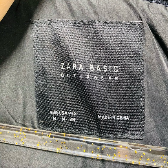 ZARA Winter Puffer Coat Womens M Black Preppy Comfort Duck Feather Down Hooded - Picture 3 of 7